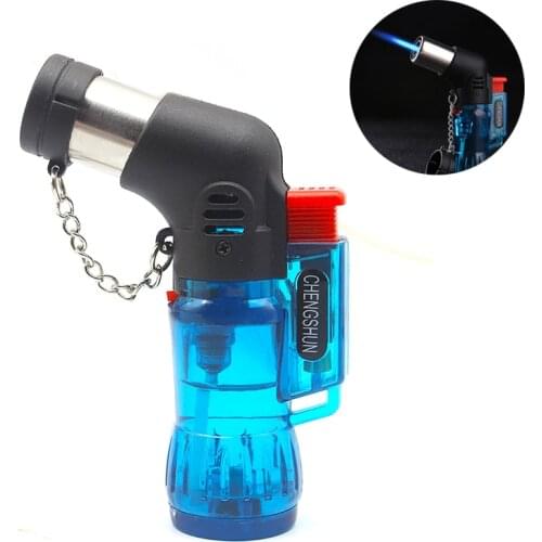 Mini Jet Torch Lighters Refillable Butane Gas Windproof Cigarette Lighter Plastic Burner Lighter No Gas