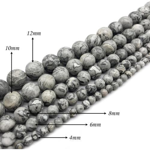 Natural StoneForsted Matte Map Stone Gray Picasso Jaspers Beads Loose Charm purpose Jewelry Making 4 6 8 10 12MMPick Size J297