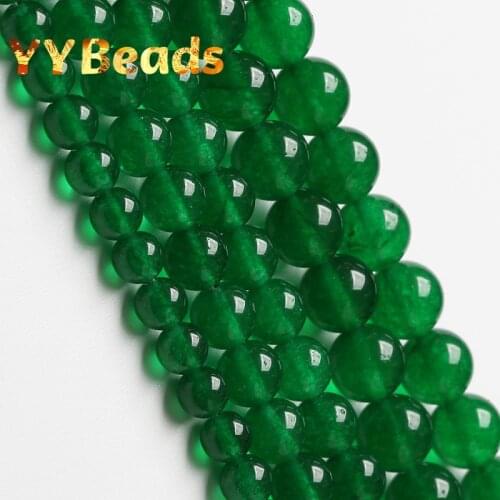 Natural Dark Green Chalcedony Jades Gem Stone Beads Loose Beads For Jewelry Making DIY Charms Bracelets 15" 4 6 8 10 12 14mm