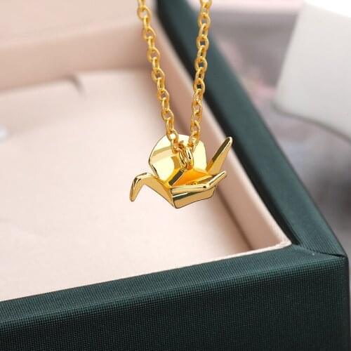 Minimalism 3D Crane Necklaces Pendants For Women Boho Jewelry Stainless Steel Bird Animal Friendship Necklace Collier Femme BFF