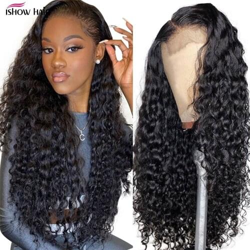 Ishow HD Transparent Lace Front Human Hair Wigs Pre Plucked 13x6 Brazilian Water Wave Lace Frontal Wig With Baby Hair Remy