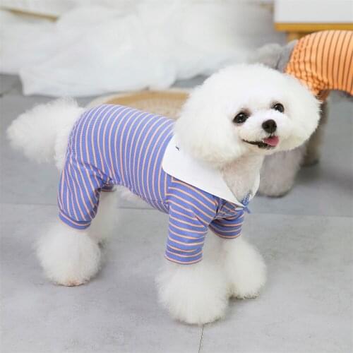 Pet Dog JumpSuit Pajamas Striped Design Soft Tracksuit Cat Puppy Pants T-Shirt 5 Sizes 3 Colours