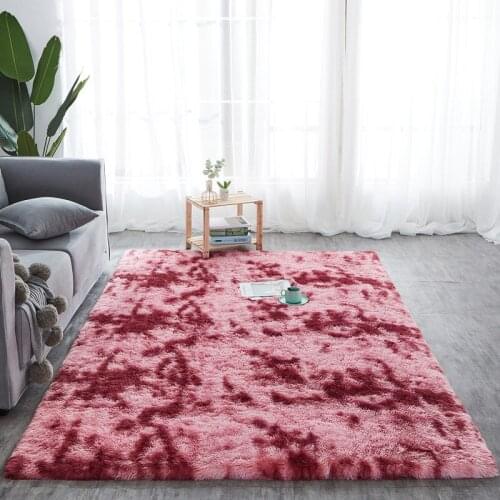 Large Size Plush Soft Carpets For Living Room Bedroom Tie Dyeing Rug Anti-Slip Floor Mats Bedroom Bedside Mat Shaggy Carpets Rug