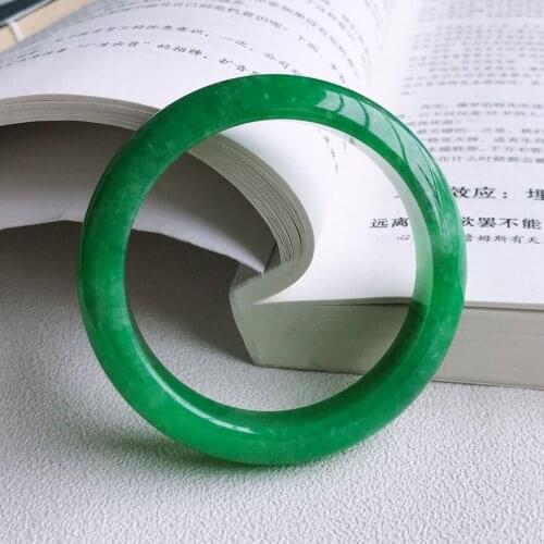 Gift Certificate Natural Myanmar Jade A-Class 54mm-62mm Green Bracelet Exquisite Bracelet Best Gift