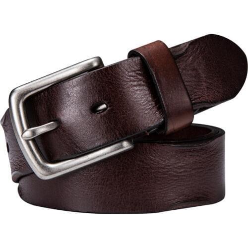 Classic Vintage Design Pin Buckle Cowboy Cowskin Leather Belt for Jeans Cowskin Genuine Leather Mens Belt Male Casual Strap