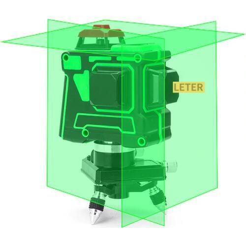 LETER 3d Self Leveling Green Laser Level 12 Lines Horizontal&Vertical Cross