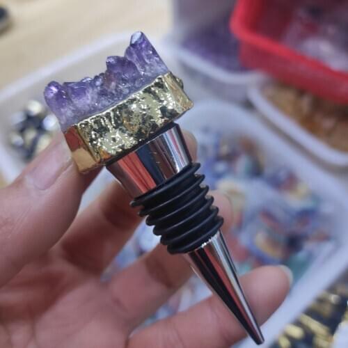1pcs New Natural Amethyst cluster Slice Connectors Irregular Wine Stopper