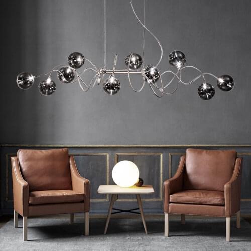 Post Modern Smoky Gray Glass G9 Led Chandelier Plate Silver Lustre Led Chandelier Lighting Dining Room Lamparas Fixtures