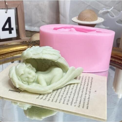 Sleeping Angel Shape Aromatherapy Candle Molds 3D Baby Handmade Silicone Candle Mould Home Plaster Decoration Tools