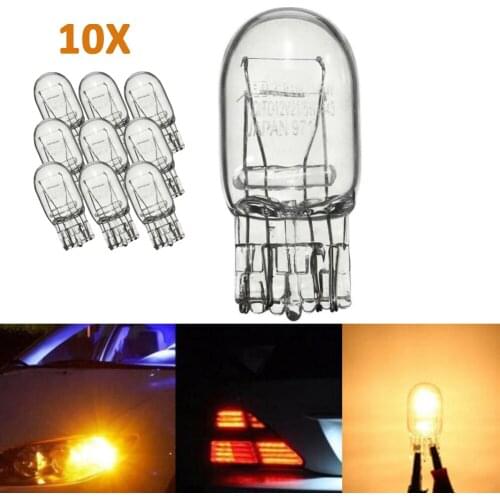 10Pcs T20 7443 W21 5W Clear Glass Turn Signal Brake Stop Tail Lights Bulb Daytime Running Lights Turn Stop Brake Tail Bulbs