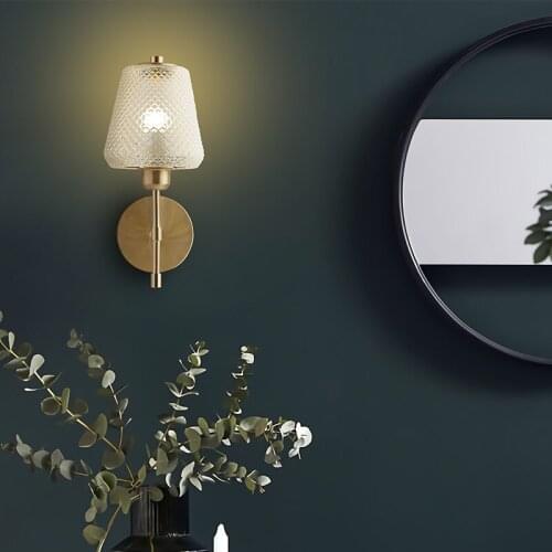 Vintage Glass Gold Wall Lamp Lights LED Wall Sconce Lamps Bedroom Living Room Stair Bedside Dining Room Indoor Wall Lighting