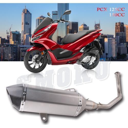 Motorcycle Moto Scooter Stainless Steel Carbon Fiber Muffler Exhaust Escape Pipe for Honda PCX 125 150 PCX125 PCX150