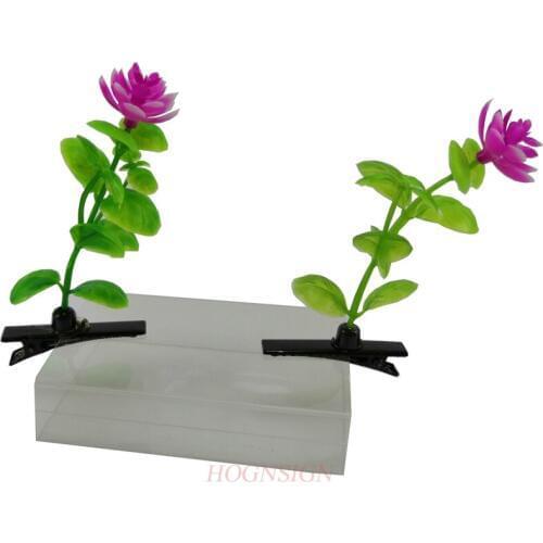2pcs hair clip Small flowers and grass hairpin plants show cute artifact seedling hairpin head long grass weird cartoon