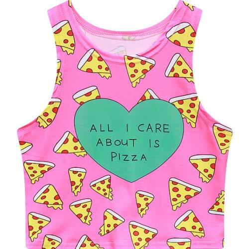 Womens Cartoon Fruits Graphic Crop Top Shirt Watermelon Banana Pineapple Stretch Tank Tops Multicolor Sports Casual Tshirts