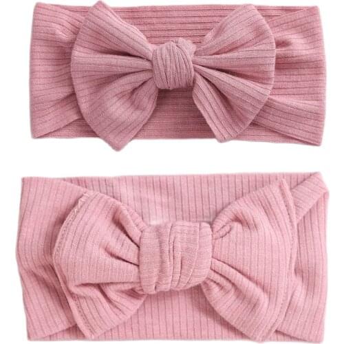 2Pcs/Set Baby Girl Nylon Headbands Soft Knitted Baby Headband Newborn Infant Toddler Hairbands And Bows Child Hair Accessories