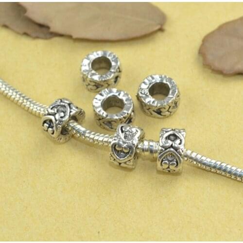 20 pcs Zinc Alloy Bead DIY European big hole heart metal Beads Fits Charm Bracelets Necklaces Pendants making 18187