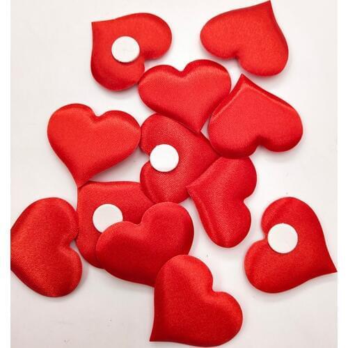 20pcs/lot 3cm red Heart Padded Appliques with sticker for Children Headwear Hair clip Accessories and Garment Accessories