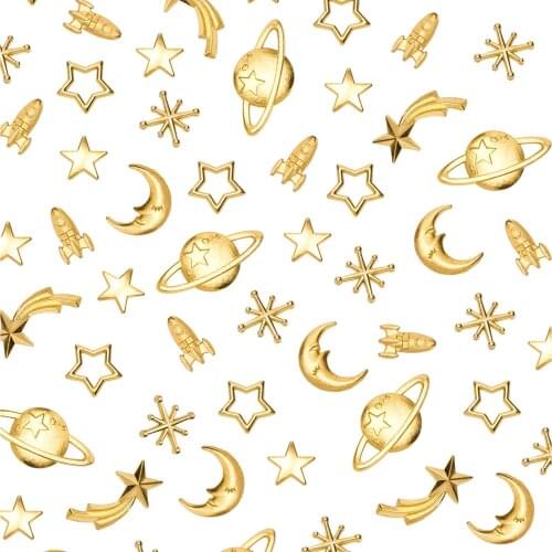 Themed Resin Fillers Charms Beads Gold Alloy Star Moon Planet Filling Accessories for Resin Craft Jewelry Making,Gold/Silver