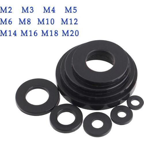 200pcs Flat Washer Black Plastic Nylon Spacer M2 M3 M4M5M6M8 M10 M12M14M16M18M20 Fastener Kit Ring Plastic Screw Bolt Pad Gasket