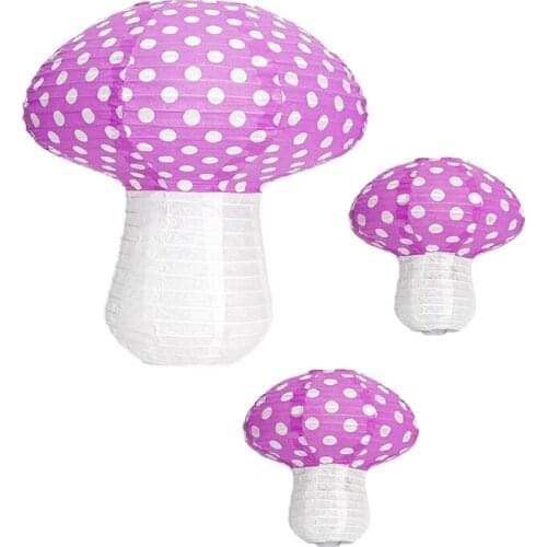 3 Pcs Large Mushroom Shaped Paper Lanterns for Forest Jungle Themed Birthday Party Decor 3D Hanging Ornament Lights