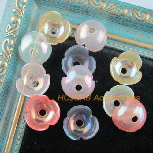 45 New Flower Spacer Beads Petalage End Caps Mixed Colors 19mm