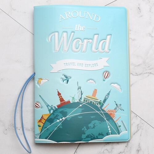 Around the world Passport Holder Cover 3D Women Storage Organizer Card Men PU Case Busines Credit Wallet Travel Accessories
