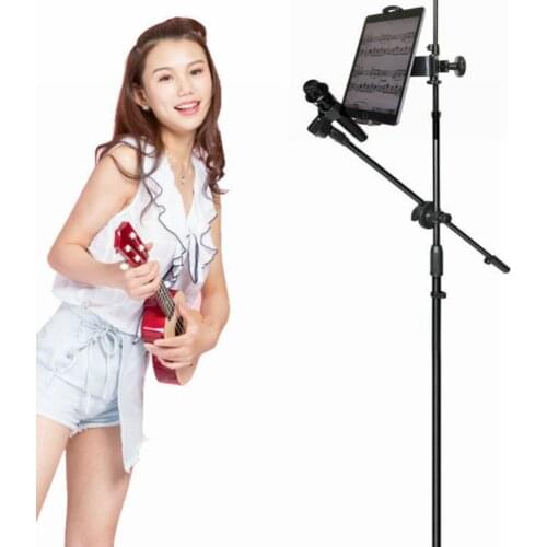 Tablet Holder and Phone 6-11'' Ereader Holder for Microphone Stand, Only Fit Mounted on 6 To 16mm Stand Pole