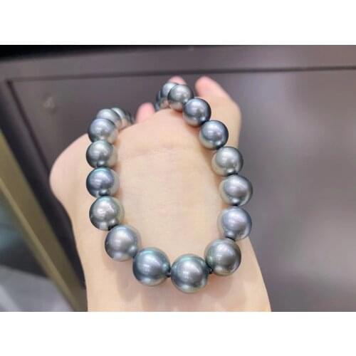 HENGSHENG The New Gray 8-10mm Round Seawater Pearl Necklace Is Elegant And Intellectual,With a Little Flaw Quality