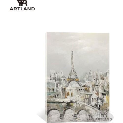 Handmade oil painting on canvas Eiffel Tower building city scenery picture for home wall decoration for lving room bedroom