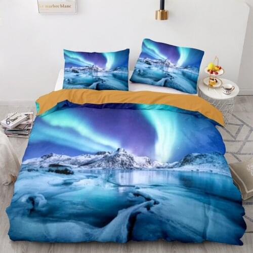 Space Galaxy Aurora Sunset Glow Bedding Set Single Twin Full Queen King Size Sky Stars Ice Bed Set Childrens Kid Duvetcover 15