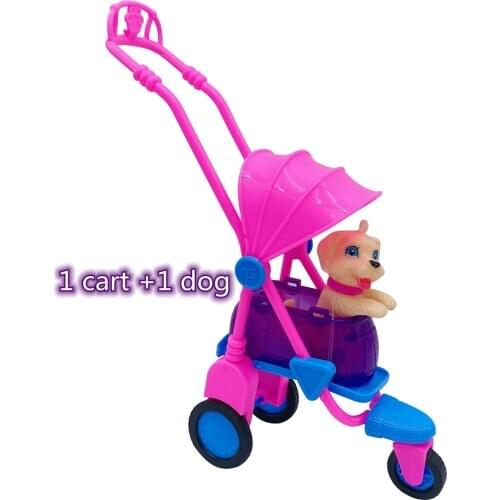 2020 Fashion Princess doll imitation mini pet dog cart child plastic toy accessories trolley girl best gift
