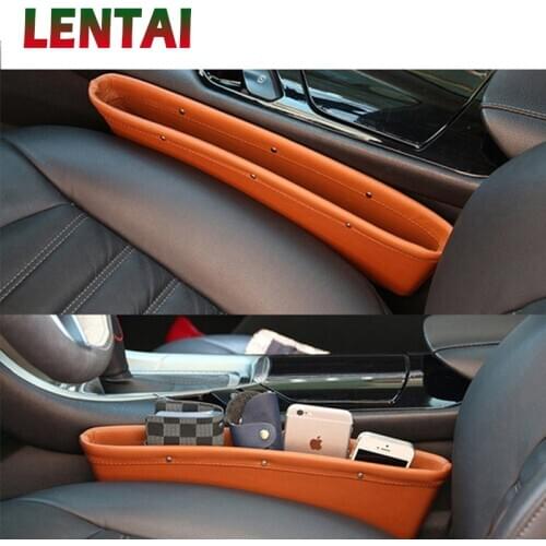 LENTAI For Ford focus 2 3 mk2 fiesta ranger mondeo mk4 Mini cooper Buick 1PC Car Seat Gap Boxes leather Organizer Phone Holder