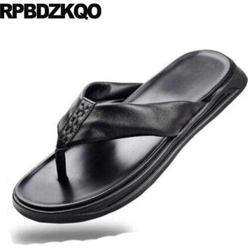 Fashion Slip On Slides Water Casual Outdoor Shoes Black Waterproof Designer Soft Men Sandals Leather Summer Slippers Flip Flop