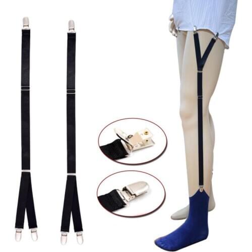 Mens Shirt Stays Holder Elastic Garter Belt Suspender Locking Clamp