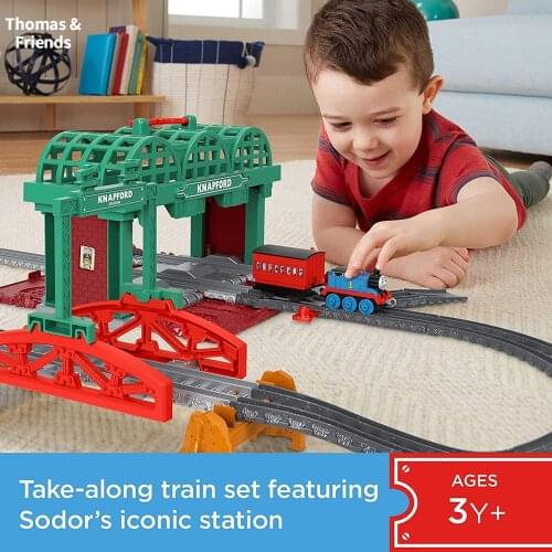 Thomas & Friends Knapford Station Train Set Track with 2 In 1 Playset and Storage Case for Preschoolers 3 and Older Toy Assemble