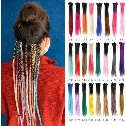 Natifah 24 Inch Dreadlocks Crochet Hair Synthetic Hair Extensions Handmade African Braids Long Straight Handmade Ombre Color