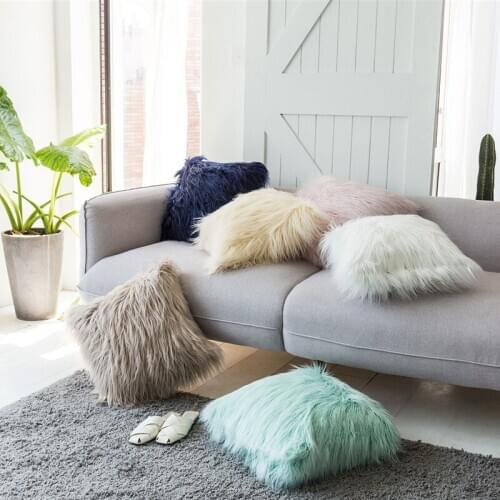 50x50cm imitation wool fur cushion cover pillowcase decorative faux woolfell pillow cover sofa long plush pillow case
