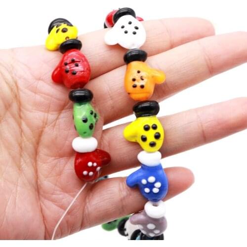New Arrival! Random Mixcolor Lampwork Beads 20pcs/lot Special Glove Shape Jewelry Beads for Kids DIY Jewelry Party Decoration