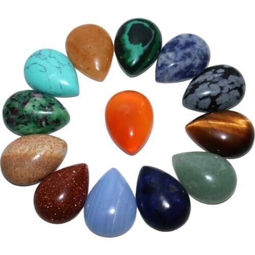 Wholesale 10pcs/Lot 8 10 12 14 16 18 20mm Assorted Natural Stone Water Drop CAB CABOCHON Beads For DIY Jewelry Accessories