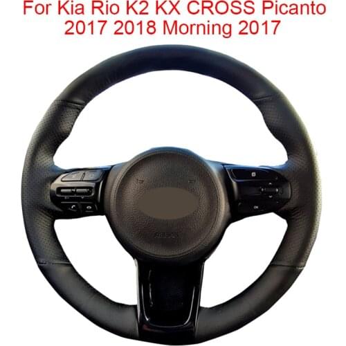 Customized Original Car Steering Wheel Cover For Kia Rio K2 KX CROSS Picanto 2018 Leather Braid For Auto Steering Wheel Wrap