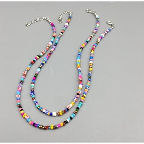 Multicolor Seed beads Choker Necklace For Women Girls Bohemia Trendy Multi Sizes Beads Short Necklace Women Jewelry For Beach