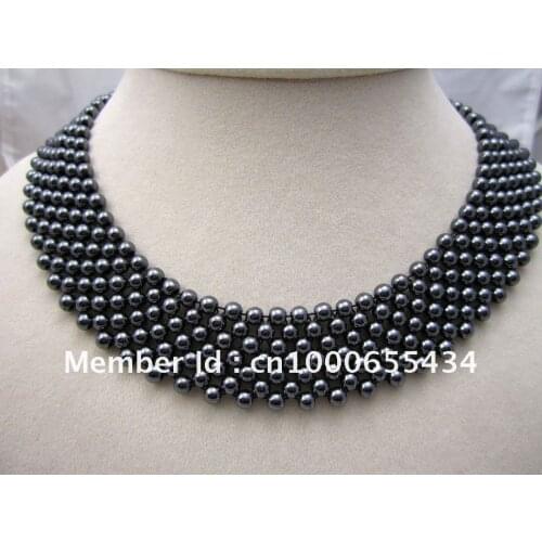Free shipping stunning ! pure hand weave necklace black stone wide choker necklace