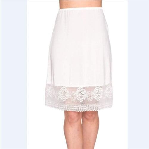Casual Vintage Women Stretch High Waist Skirt Plain Lace Loose Skirt Knee Length Straight Skirts