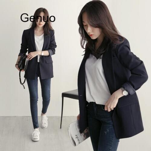 Casual Long Sleeve Womens Blazers Autumn Coats Office Lady Solid Elegant Black Blazer Feminino Female Outerwear