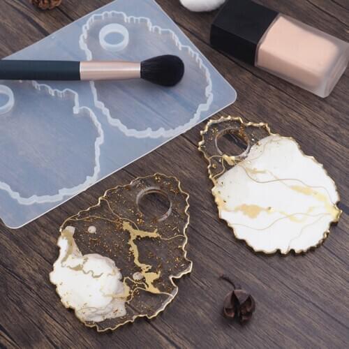 DIY Crystal Epoxy Resin Makeup Tray Dish Silicone Mold Irregular Agate Mirror Color Palette Resin Mold Handmade Casting Mould