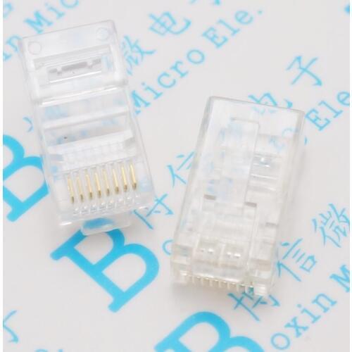 10Pcs/Lot Rj45 Crystal Head Male Network Socket 8P8C Cable Crystal Socket