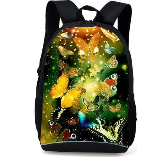 3D Animals Print Girls High Capacity School Bags Color Butterfly Fashion Backpack Casual Shoulder Bag Woman Travel PackBag