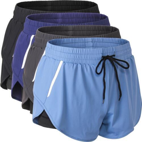 Running Shorts Women 2 In 1 Marathon Shorts Summer Compression Sport Tight Short Drawstring Leggings Slim Shorts Reflective Line