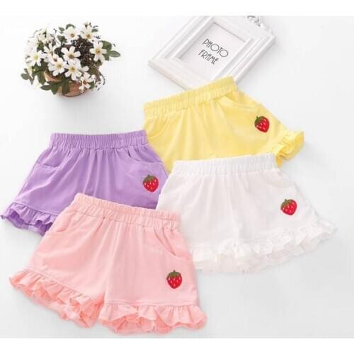 Girls Shorts Summer Kids Cotton Beach Clothing Fashion Fruit Style Shorts For Children Pants Solid Color Clothes 1-6Y 2020 New