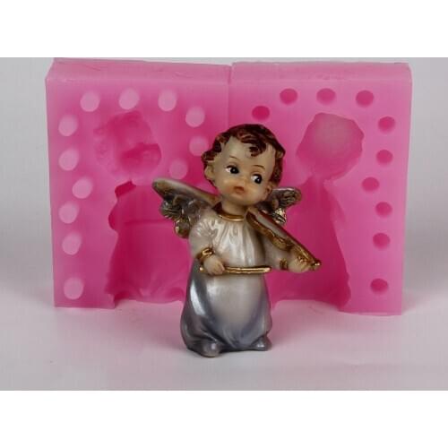 High quality Silicone mold 3D Violin angel girl shape handmade Resin clay plaster decoration craft mould diy fondant cake tools